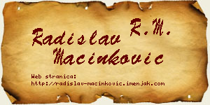 Radislav Mačinković vizit kartica